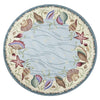 7'6" Round Wool Blue-Ivory Area Rug