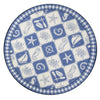 7'6" Round Wool Blue-Ivory Area Rug