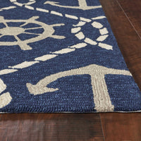 7'6" x 9'6" UV-treated Polypropelene Navy Area Rug