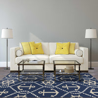 7'6" x 9'6" UV-treated Polypropelene Navy Area Rug