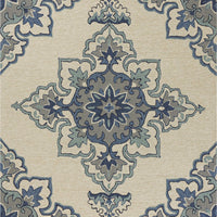 7'6" x 9'6" UV-treated Polypropelene Ivory-Blue Area Rug