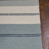 8' X 10' Wool Ivory-Blue Area Rug