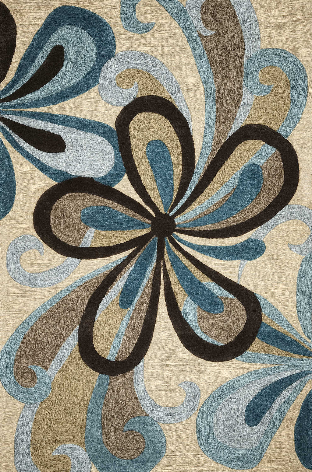 7'9" x 9'9" Polyacrylic Sand-Teal Area Rug