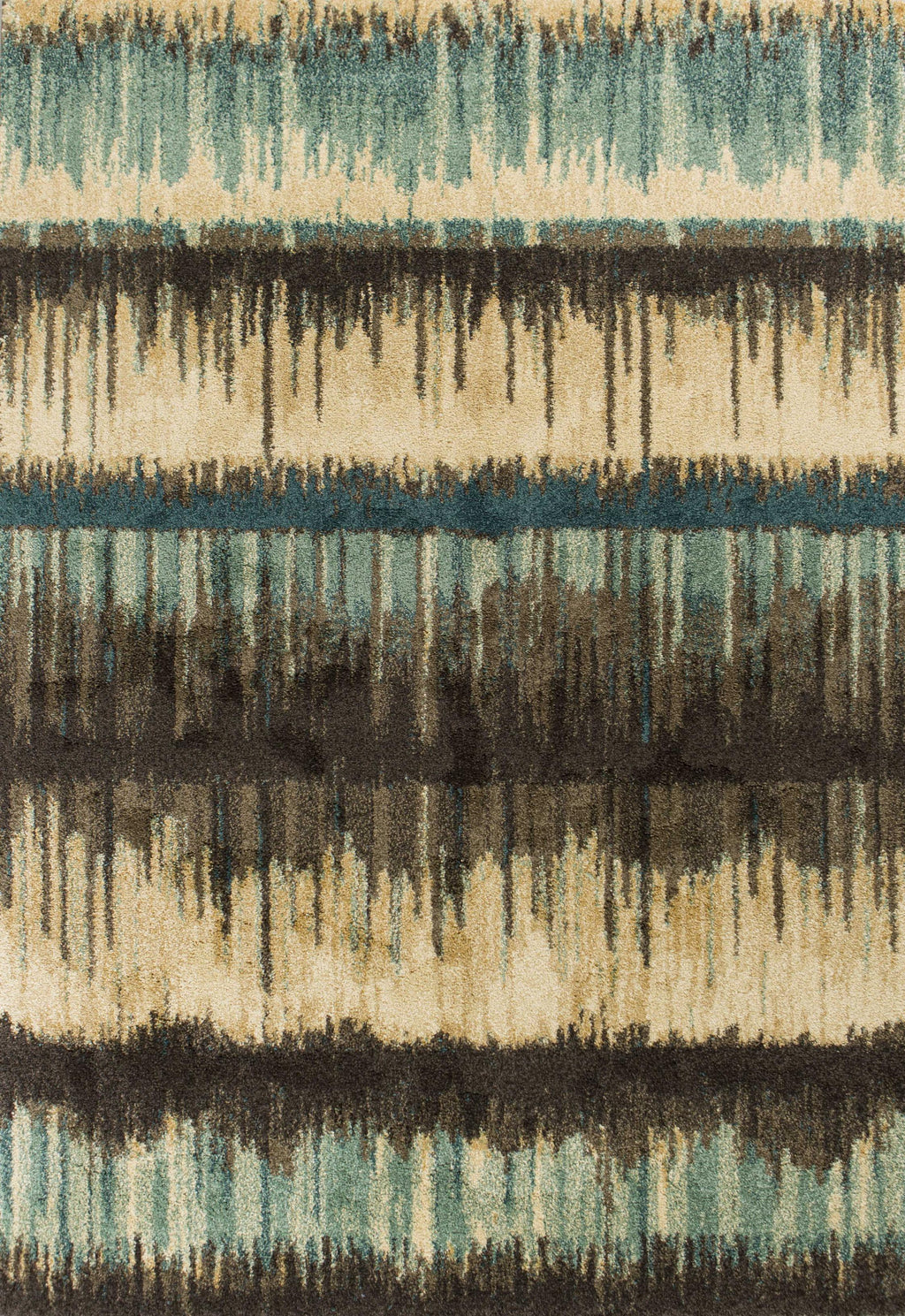 7'10" x 11'2" Polypropelene Sand-Teal Area Rug