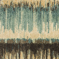 7'10" x 11'2" Polypropelene Sand-Teal Area Rug