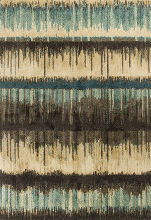 7'10" x 11'2" Polypropelene Sand-Teal Area Rug