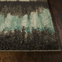 7'10" x 11'2" Polypropelene Sand-Teal Area Rug