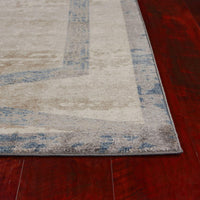 8'9" x 13' Polypropelene Tan-Teal Area Rug