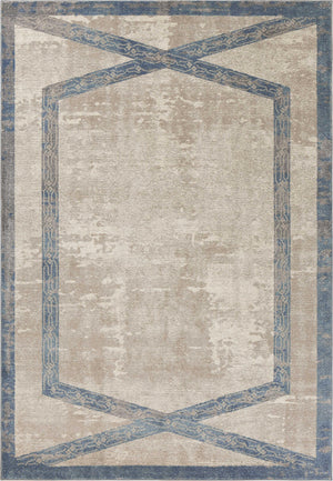 8'9" x 13' Polypropelene Tan-Teal Area Rug