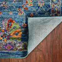 7'10" x 10'10" Polyester Blue Area Rug