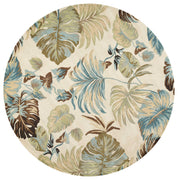 7'6" Round Wool Ivory-Blue Area Rug