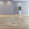 8' Grey Hand Tufted Tropical Palms Round Indoor Area Rug