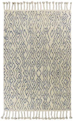 5' x 8' Wool Ivory-Blue Area Rug