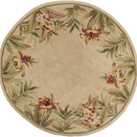 7'6" Round Wool Ivory Area Rug