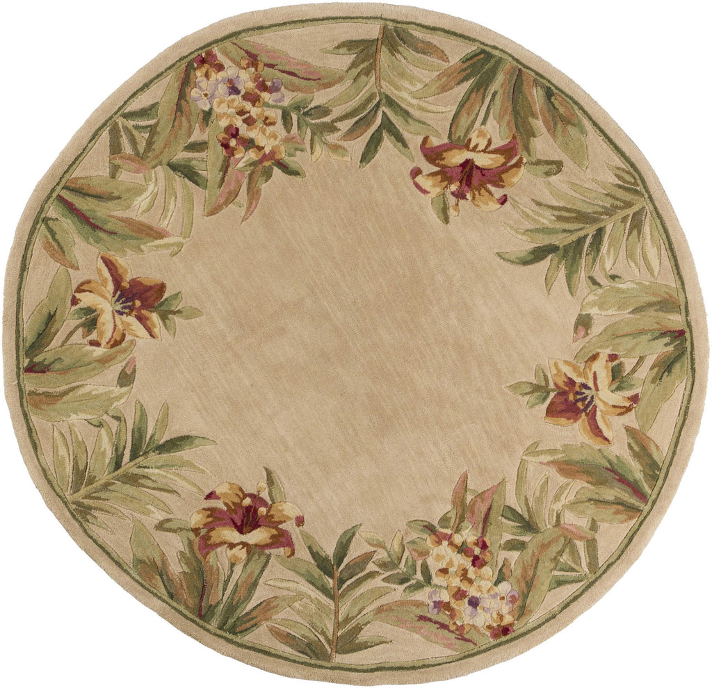 7'6" Round Wool Ivory Area Rug