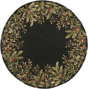 7'6" Round Wool Black Area Rug