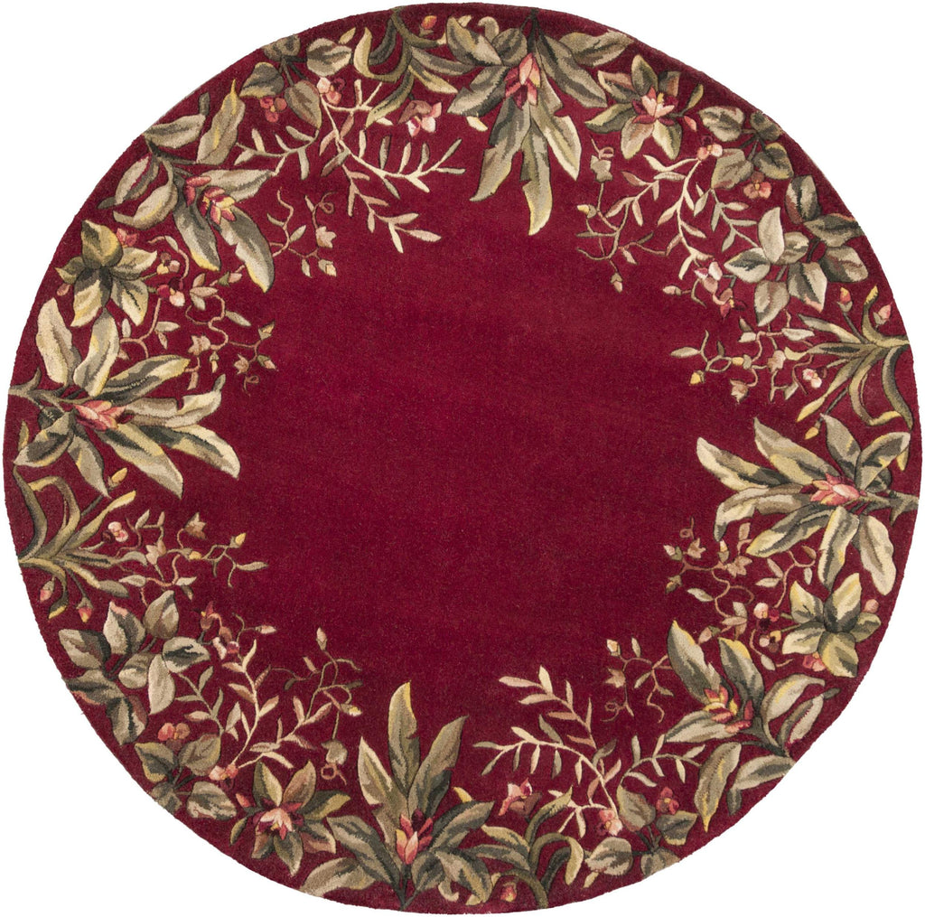 7'6" Round Wool Ruby Area Rug