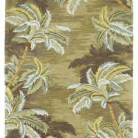 8'x10' Moss Green Hand Tufted Palm Trees Indoor Area Rug