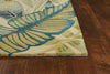 8'x10' Ivory Teal Hand Tufted Tropical Leaves Indoor Area Rug