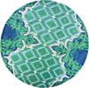 7'6" Round Wool & Viscose Blend Blue Area Rug