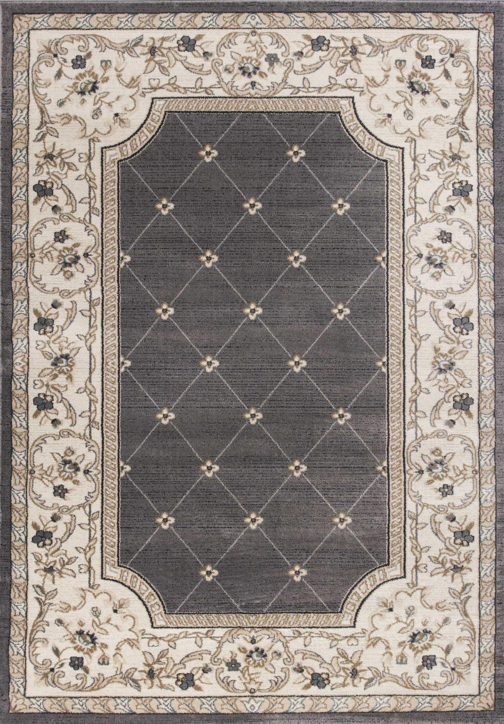 9' x 12' Polypropelene Grey-Ivory Area Rug