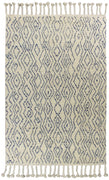 7'9" x 9'9" Wool Ivory-Blue Area Rug