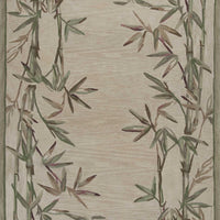9'x12' Ivory Hand Tufted Bordered Bamboo Indoor Area Rug