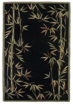 8' x 11' Wool Black and Bamboo Area Rug