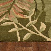 9'x12' Blue Green Hand Tufted Tropical Plant Indoor Area Rug