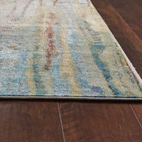 9' x 11'9" Polypropelene Ivory-Teal Area Rug