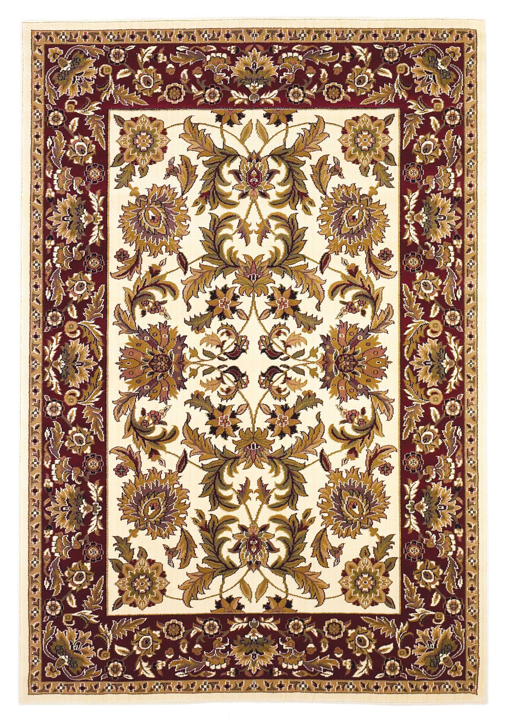 9'10" X 13'2" Polypropelene Ivory-Red Area Rug