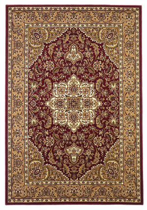 9'10" X 13'2" Polypropelene Red-Beige Area Rug