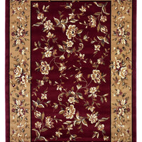 9'10" X 13'2" Polypropelene Red-Beige Area Rug