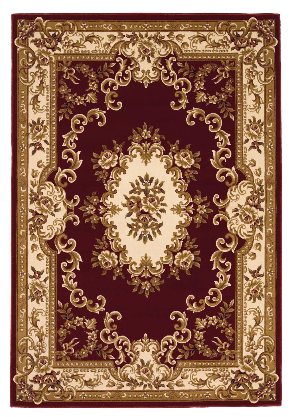 9'10" x 13'2" Polypropelene Red-Ivory Area Rug