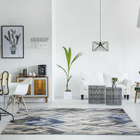 9'10" x 13'2" Polypropelene Grey-Navy Area Rug