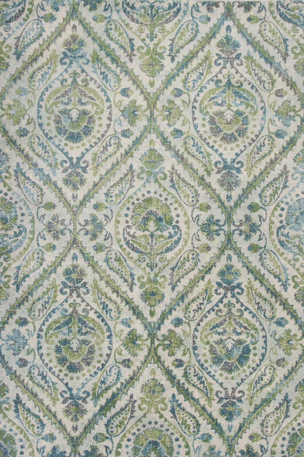 9'10" x 13'2" Polypropelene Ivory-Teal Area Rug