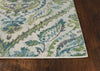 9'10" x 13'2" Polypropelene Ivory-Teal Area Rug