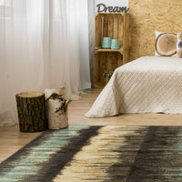 9'10" x 13'2" Polypropelene Sand-Teal Area Rug