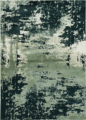 9'10" x 13'2" Polyester Silver Charcoal Area Rug