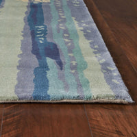 9' x 13' Wool Ivory-Blue Area Rug