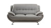 Leatherette Upholstered Wooden Loveseat with Bustle Back and Stainless Steel Legs, Gray