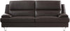 Leather Upholstered Sofa with Spilt Back, Pillow Top Armrest and Steel Feet, Dark Brown