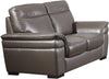 Leatherette Upholstered Wooden Loveseat with Pillow Top Armrest and Stitch Trim, Gray