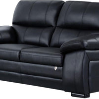 Leatherette Upholstered Wooden Loveseat with Split Cushioned Back and Pillow Top Armrest, Black