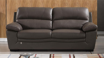 Leatherette Upholstered Wooden Sofa with Bustle Back Cushion and Pillow Top Armrests, Brown