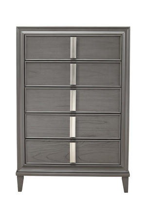 Wooden Chest With Five Drawers, Gray