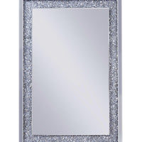 Mirrored Wooden Frame Accent Wall Decor with Faux Crystal Inlay, Clear