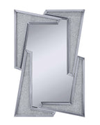 Mirrored Wooden Frame Accent Wall Decor with Four L Shaped Borders, Clear