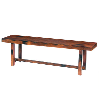 Mango Wood Bench with Block Leg Support, Dark Brown