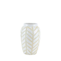 Decorative Ceramic Vase with Unique Pattern, White and Beige